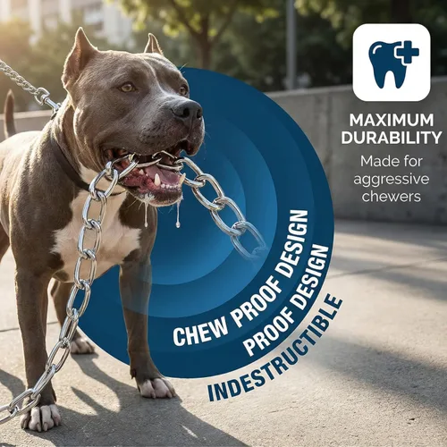 Vista 5 de CtopoGo Correa resistente para perro, correa de metal para perro con mango acolchado para perros grandes y medianos (4 pies x 0.118 in (0-80 libras))
