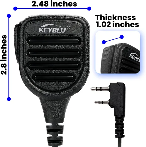 Vista 3 de Micrófono de altavoz impermeable para hombro con 2 pines, bidireccional, compatible con radios walkie talkie UV-5R, BTECH, Kenwood, Retevis