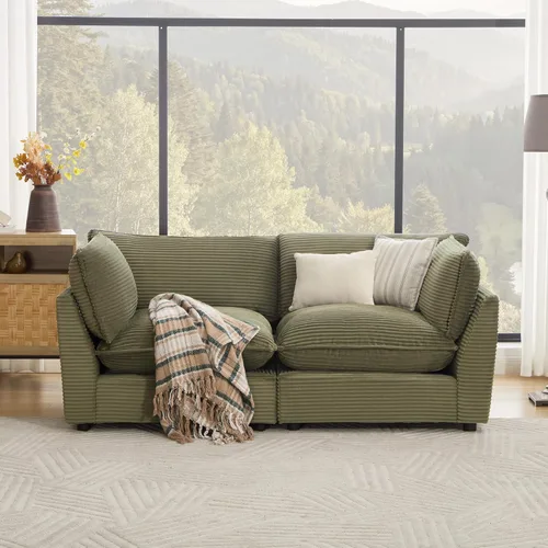 Vista 40 de Iroomy Sofá modular seccional, sofá de nube de gran tamaño - otomano - Beige Premium Chenille, Without Compress, Oversized, Cloud Comfort, Thick