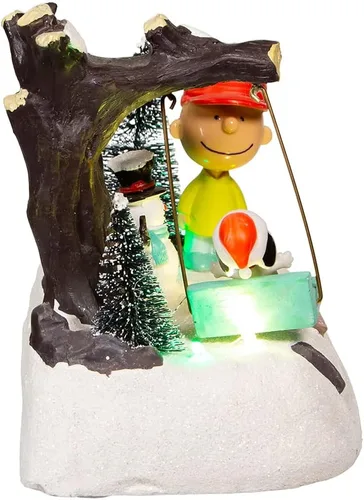 Vista 3 de Joy to the World Collectibles Peanuts - Natividad musical de Snoopy Swing iluminado a pilas, 10 pulgadas, multicolor