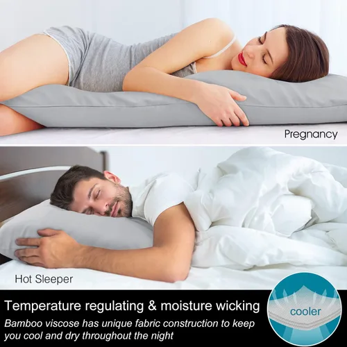 Vista 172 de BEDELITE - Juego de 2 fundas de almohada con solapa, tamaño estándar, rayón de bambú, frescas, suaves y transpirables, para personas calurosas