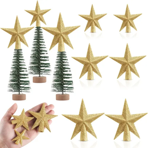 Hiboom 6 piezas de decoración para árbol de Navidad de 4 pulgadas con purpurina para árbol de Navidad, adornos pequeños para árbol de Navidad,