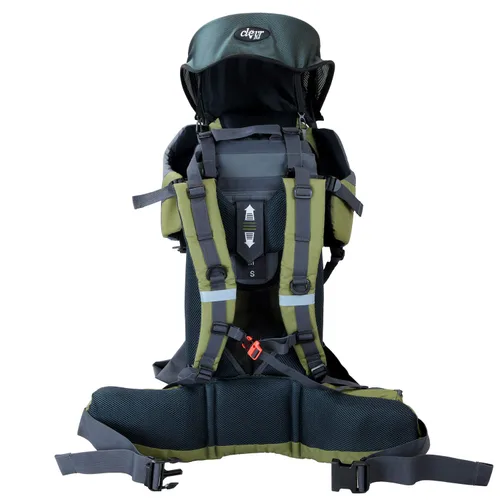 Vista 5 de ClevrPlus Canyonero Mochila de Camping para Bebé Senderismo Portabebés para Niños Pequeños con Soporte y Visera Parasol, Verde Militar