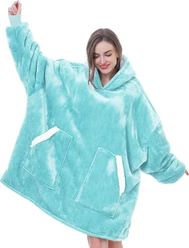 Kipswiza Oversized Wearable Blanket Hoodie Gifts for Women Men Adult Kids Aguamarina