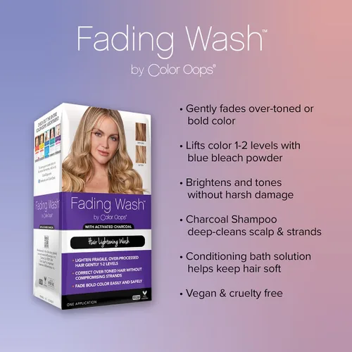 Vista 7 de Color Oops Kit de lavado de decoloración con carbón activado, lavado para aclarar el cabello suavemente decolorado el cabello procesado, eleva 1-2