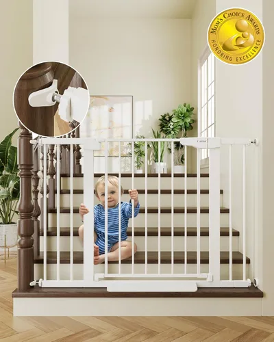 Vista 19 de Cumbor Puerta para bebés de 29.7 a 46 pulgadas para escaleras, ganadora de los premios Mom's Choice Awards - Puerta para perros con cierre