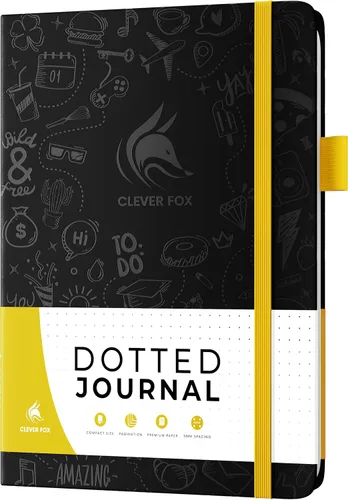 Vista 8 de Clever Fox Dotted Journal 2.0 - Cuaderno compacto de planificación y bocetos con cuadrícula de puntos, papel grueso de 4.23 oz/m² (120 GSM). Agenda