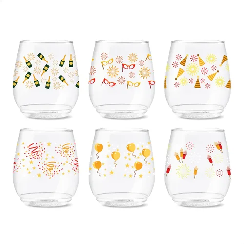 Vista 40 de TOSSWARE POP - Juego de 6 copas de champán con estampado de flauta de 9 onzas, de alta calidad, reciclables, irrompibles y de plástico transparente