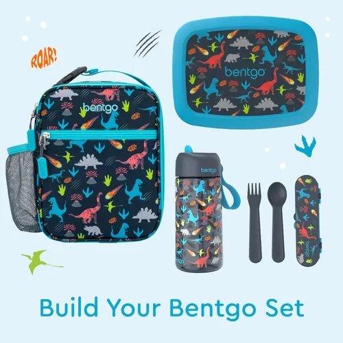 Vista 7 de Bentgo - Bolsa de almuerzo aislada para niños, resistente al agua, reutilizable, ligera y duradera, con soporte para botella de agua y bolsillo