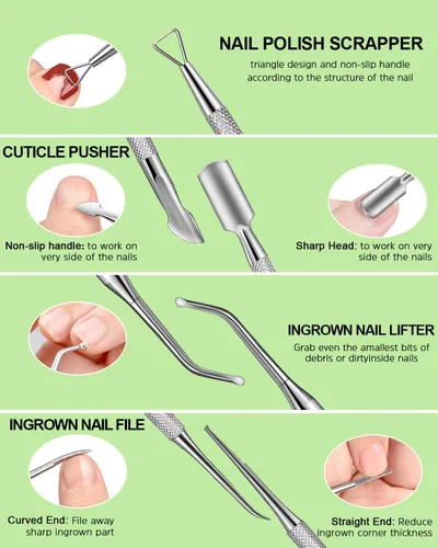 Vista 6 de Lima de uñas y bufandas, kit de preparación de uñas MORGLES con tablas de esmeril, herramientas para quitar cutículas, aceite de aloe para cutículas