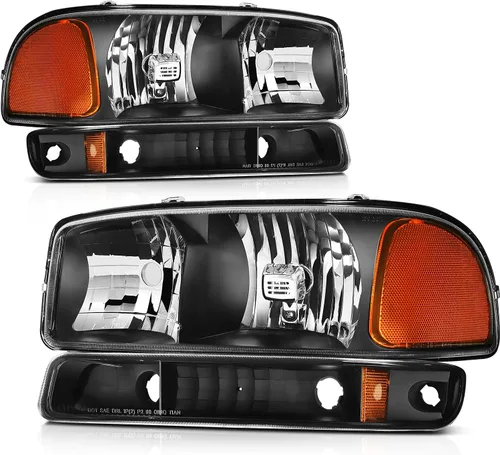 Vista 34 de Conjunto de faros delanteros para Chevy Avalanche 1500 2003-2006 para Avalanche 2500 03-06 para 1500 Classic 2007 carcasa negra reflector ámbar