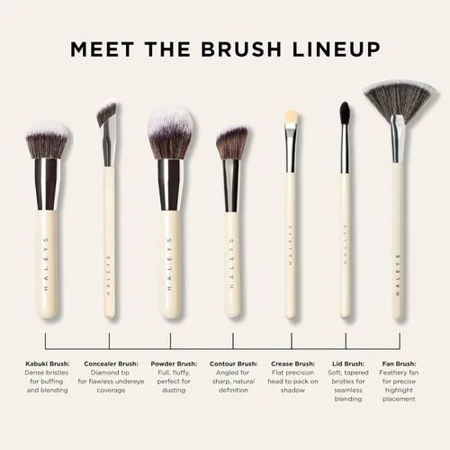 Vista 7 de HALEYS Beauty Kabuki - Brocha de maquillaje + 6 mini juego de base para tinte de piel, brocha de mezcla para polvo, base, bronceador, rubor