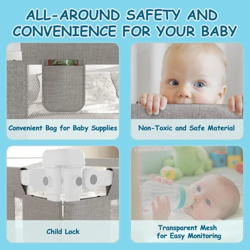 Vista 3 de Paquete de 3 Rieles de Cama Tamaño Twin para Niños Pequeños - Protector de Riel de Cama de Bebé Ajustable en Altura Especialmente Diseñado para Cama