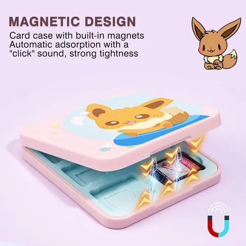 Vista 5 de DLseego Cute Fox Game Case for Switch LiteSwitchSwitch OLED, 12 Slots Game Cards Holder and 12 Micro SD Card Slots, Portable Game Card Storage