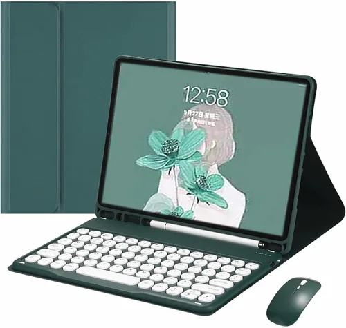 Vista 10 de Funda para teclado Galaxy Tab S6 Lite de 10.4 pulgadas 2024/2022/2020 con mouse Bluetooth, teclado magnético de color desmontable, teclado Bluetooth