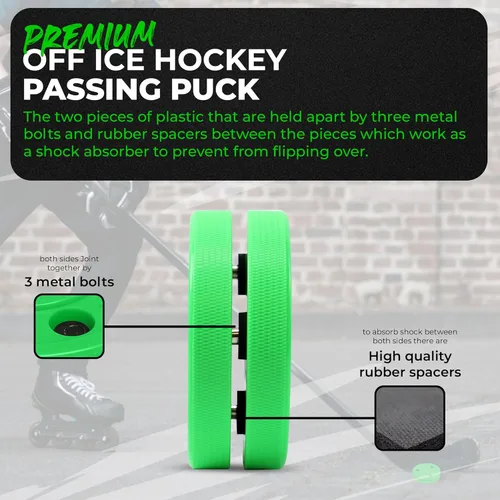 Vista 5 de Green Biscuit Passer-Paquete de 2 Disco de manejo de palos y paso fuera de hielo El es ideal para hockey callejero
