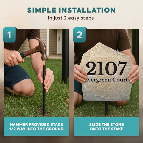 Vista 7 de Personalized Address Stone - Address Marker - Sandstone Color - Address Marker - 15” W x 15” H