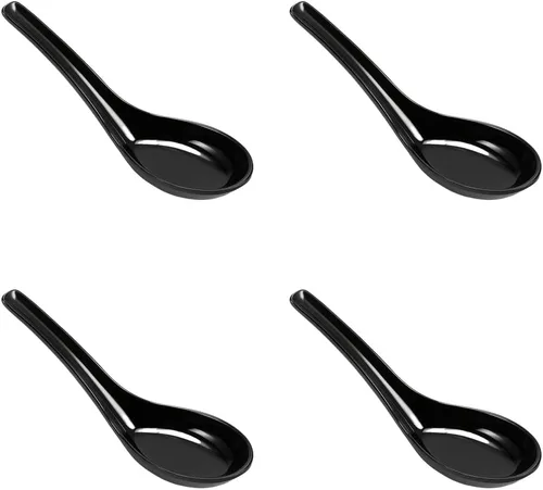 JapanBargain 3192x4, cucharas de sopa negras, cucharas de sopa chinas, japonesas, asiáticas, Wonton Miso Ramen, cucharas de sopa de fideos, juego de