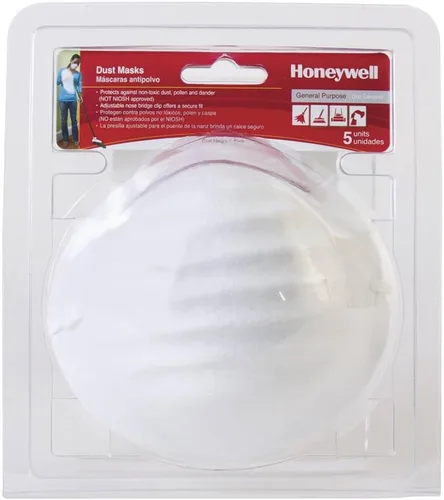 Vista 3 de Honeywell Máscara antipolvo desechable para molestias menores, paquete de 10 (RWS-54000), blanco