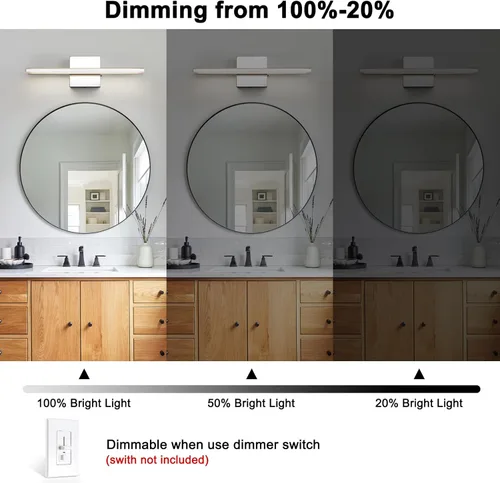 Vista 7 de Moderna lámpara de tocador de baño de 15.7 pulgadas, 12 W, regulable, 5CCT, luces de baño LED sobre el espejo, luz de tocador cromada para armarios