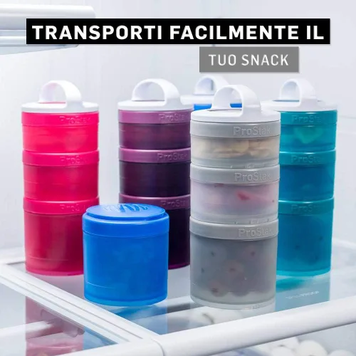 Vista 6 de BlenderBottle ProStak frascos de almacenamiento Twist n' Lock de expansión 2 paquetes con bandeja para pastillas, todo negro
