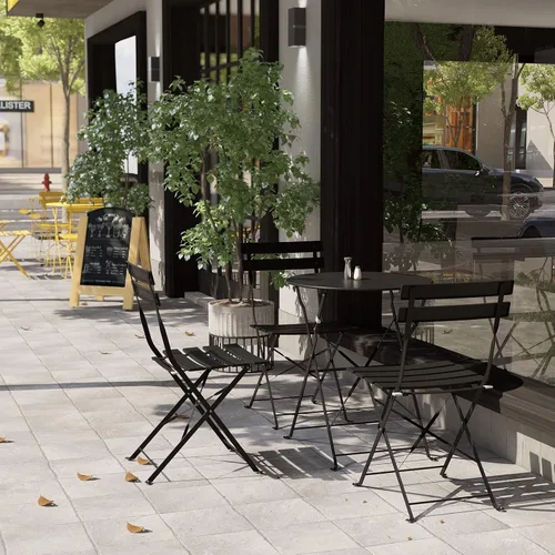 Vista 3 de Grand patio Juego de bistró plegable de 3 piezas, 2 sillas y 1 mesa, resistente a la intemperie para exteriores e interiores, juego de conversación
