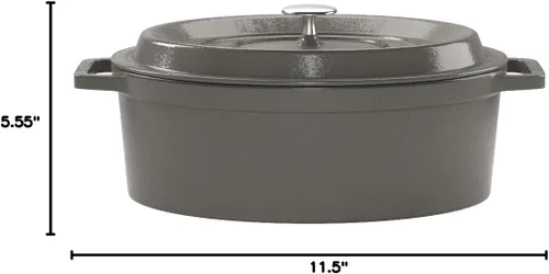 Vista 3 de Staub La Cocotte Oval 40500-236 Pico Cocotte Oval Gris 9.1 pulgadas (23 cm) Olla de hierro fundido esmaltada para Manos Izquierdas, Compatible