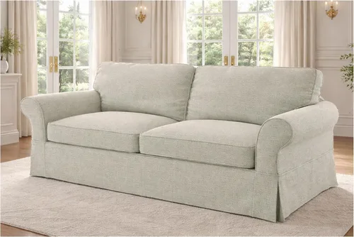 Vista 12 de La funda de sofá de algodón (ancho: 81 a 85 pulgadas, no 92 pulgadas) se adapta al sofá Pottery Barn PB Comfort Roll Arm (no sofá grande). Una funda