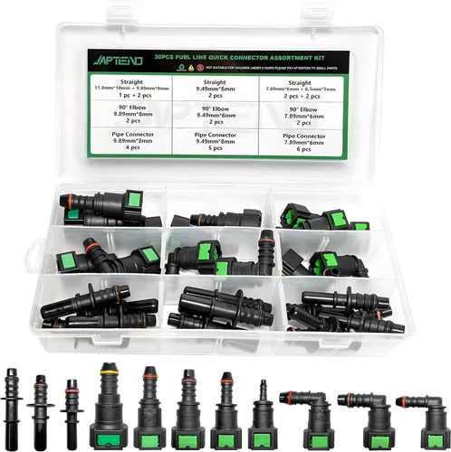 Vista 9 de Juego de Conexión Rápida de Línea de Combustible, 2 Juegos de Conectores de Liberación de Manguera de Línea de Combustible Incluyen Conector de Tubo