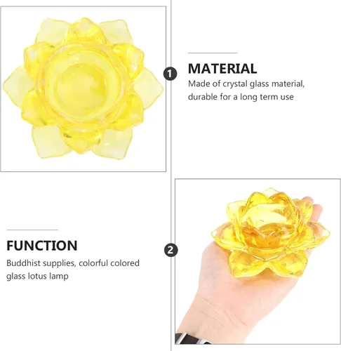 Vista 4 de VALICLUD Portavelas de loto de cristal de cristal, portavelas votivas, soporte para candelabros, centro de mesa para dormitorio, sala de estar