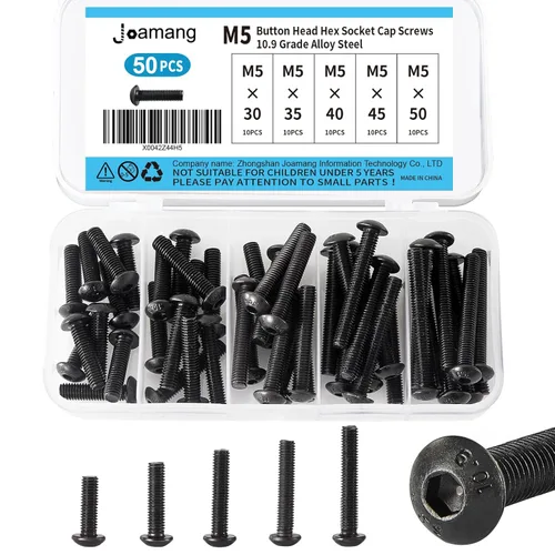 Vista 14 de Tornillos de cabeza de botón M5 x 8 mm, 12 mm, 16 mm, 20 mm, 25 mm, tornillos de cabeza de botón, acero de aleación de grado 10.9, acabado de óxido