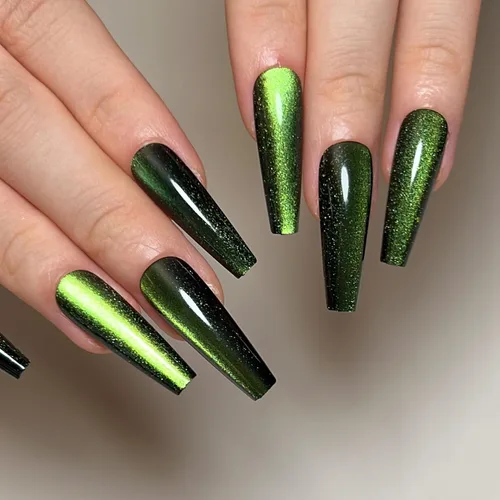 Vista 22 de Uñas postizas a presión largas, con brillo azul y diseño, acabado acrílico brillante, de cobertura completa, uñas postizas reutilizables