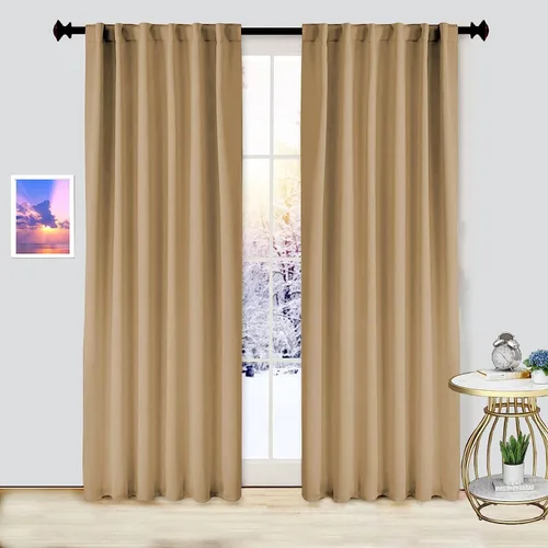 Vista 13 de Cortinas opacas con pestaña trasera y bolsillo para barra, oscurecimiento de habitación, aislamiento térmico (1 panel, negro, 60 x 45 pulgadas)