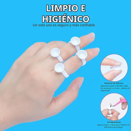 Vista 6 de 300 anillos de pegamento para extensiones de pestañas, anillos desechables para pestañas con forma encantadora, abanico, flores, suministros