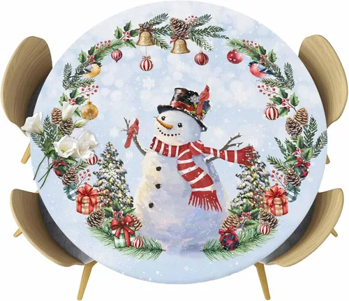 Vista 16 de Mantel redondo ajustable con flores silvestres botánicas, manteles elásticos impermeables para interiores y exteriores, mantel elástico para cena