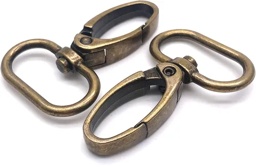 Vista 6 de Cierre giratorio de 1 pulgada, langosta de bronce antiguo, 40 ganchos giratorios para correa de cordón, cierres de langosta curvos para bolso