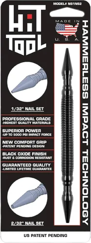 Vista 6 de HIT Tool s Juego de uñas 2 en 1 con resorte – Doble punta de 1/32 pulgadas y 2/32 pulgadas sin martillo – Herramienta de perforación ligera de alto