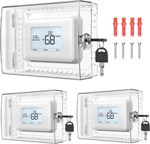 Vista 7 de Gedreew Cubierta grande para caja de termostato con llave, cubierta de termostato transparente con cerradura compatible con termostato Honeywell