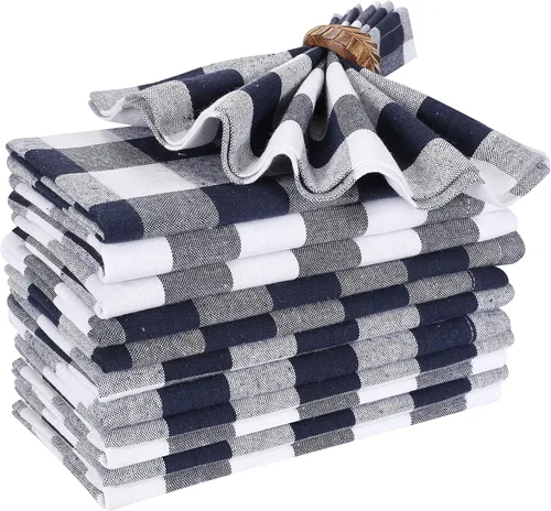 Vista 9 de Servilletas de tela a cuadros a cuadros, 18 x 18 pulgadas, negro y rojo, servilletas de boda, servilletas de cóctel, servilletas de tela