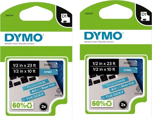Vista 11 de Cinta para etiquetar DYMO D1 estándar, 1 cartucho, Impresión en blanco sobre cinta blanca