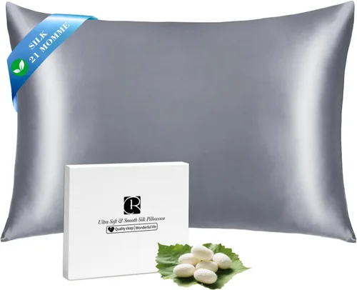 Vista 10 de Ravmix Fundas de almohada de seda con cremallera, seda de morera de 21 momme para la salud del cabello y la piel, funda de almohada suave, lisa