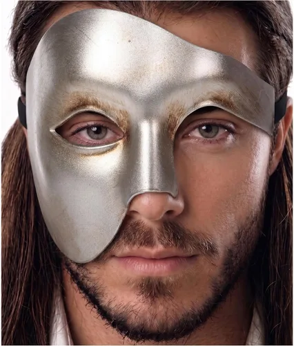 Vista 31 de Máscara de mascarada para hombre, máscara del fantasma de la ópera, máscara de baile de graduación, Mardi Gras, Haloween veneciano, media cara