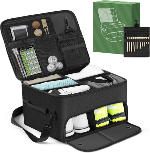 Regalos de golf para hombres y mujeres, organizador de casillero de maletero de coche de golf con compartimentos para zapatos y bolsa de camiseta de