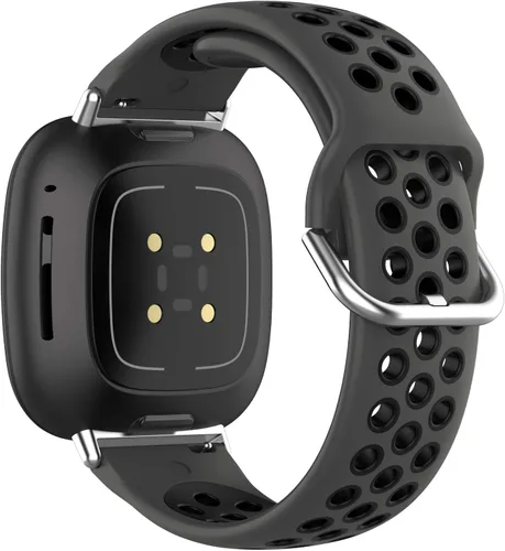 Vista 2 de BabyValley Correa compatible con Fitbit Versa 4/Versa 3/Sense Banda de silicona + conector de metal Correa de pulsera transpirable Correa de reloj