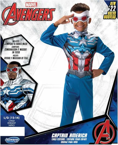 Vista 4 de Marvel - Disfraz de Halcón de los Vengadores del Capitán América para niños, disfraz de superhéroe