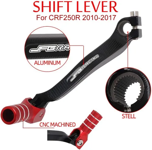 Vista 2 de JFG RACING Estriberas para motocicleta con pedal + palanca de cambios para CRF250R 2010-2017 Dirt Bike, rojo
