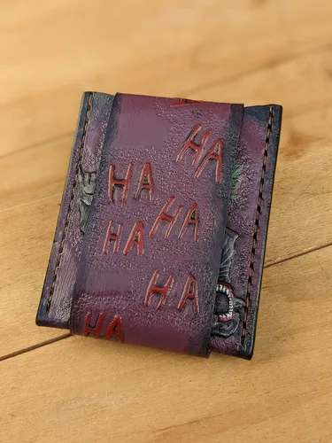 Vista 6 de Laugh HA HA HA, Smile, Face, Why So Serious, Joker, Mouth, Men's 3D Genuine Leather Wallet, Money Clip, Handmade wallet, Carved wallet, Tooled