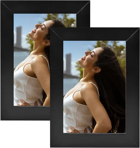 Paquete de 2 marcos de fotos negros de 3.5 x 5 pulgadas, madera maciza, alta definición y exhibición versátil, perfectos para fotos antiguas,