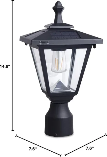 Vista 6 de ST4330Q-A - Luces solares para postes de aluminio fundido a presión para exteriores, luz de poste de luz LED impermeable con vidrio real para patio
