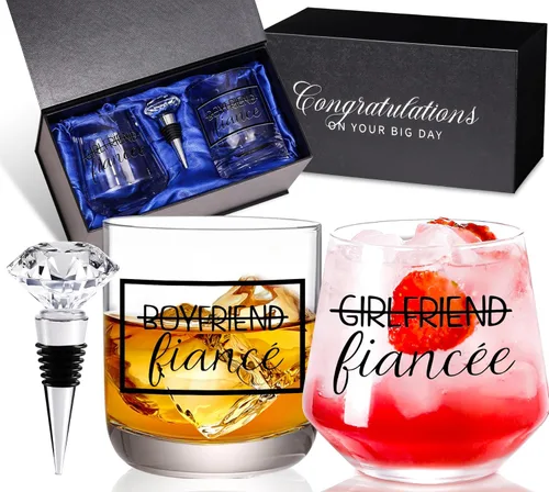 Vista 9 de Regalos de compromiso para parejas, regalos para recién comprometidos, regalo de compromiso 2025 para su prometida/prometido, copas de vino